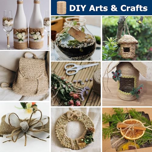 Vanhench 3600Feet Natural Jute Twine String | Bulk Hemp Jute Rope Cord for Gardening, Gift Wrapping, Arts & Crafts, Wedding Décor, Packing Material Burlap Ribbon - color: Brown, size: 2mm (1/12 In)×3600ft (1100m)