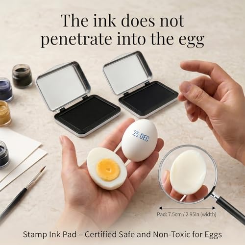 2PCS Ink Pads for Farm Fresh Eggs Date Marking & Food Labeling (Black) | 2.95 x 2.16in Premium Fade-Resistant Quick-Drying Ink Pads - size: 2PCS