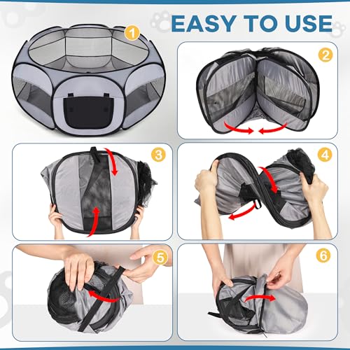 Soft Breathable Small Animal Playpen with Zipper Cover - Portable Rabbit/Bunny Pen & Chick Brooder Box, Lightweight Enclosure for Puppy/Kitten/Guinea Pig/Hamster/Chinchillas (Indoor & Outdoor Use)