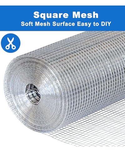 Hardware Cloth 1/2 in 72 x 50 ft 19 Gauge Welded Wire | welded mesh with uniform openings and strong welds for Chicken Coop, Garden Fence, Gopher Barrier and Animal Enclosure - size: Silver 1/2" 72" x 50' 19Ga
