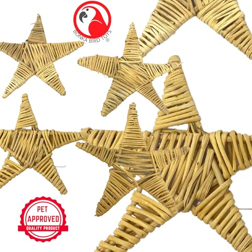 1282 6 Vine Star Large Bird Parrot Toy Part Craft Parrot cage Toys Cages Natural Chewy - color: Natural
