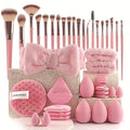 40 PCS Professional Makeup Brush Tools Set, Cosmetic Brush Sponge, Puff, Headband, Brush Cleaning Bow Set, Facial Makeup, Cleaning Accessories, Makeup Products, Valentine Day Item (Pink-40PCS) - color: Pink-40PCS