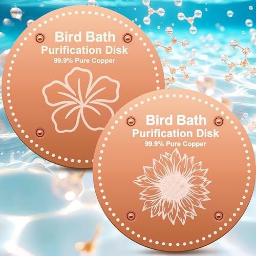OICEME Bird Bath Purification Disk Pure Copper Outside Winter Solar Power Birdbath Hummingbird Bee Water Fountain Window Feeder Stand Nectar Food Pole House Hanging Birdhouse Small Large Accessories - color: Copper 2PCS Flowers