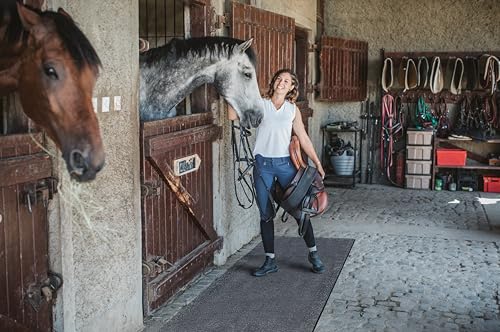 MSI Horse Stall Mat 42in. x 72in. Black Rubber Flooring Mat Tile Trim