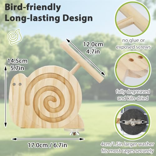 Bird Foraging Toys with Perch & Mirror, Easy for Novice/Older Birds | Kiln-Dried Wood Bird Enrichment Toy for Cage, Slow Feeder & Interaction Puzzle Toy to Reduce Seed Mess, Visible Food Design - size: with mirror