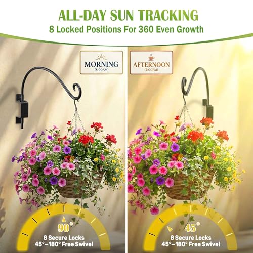 Swivel Plant Hanger Bracket Outdoor 2-Pack, 16" 60lbs Heavy-Duty Metal Hook | 180° Adjustable Rotation, Rust-Resistant Coating, Complete Hardware Included, for Hanging Baskets Bird Feeders Lanterns - size: 16"-2PCs