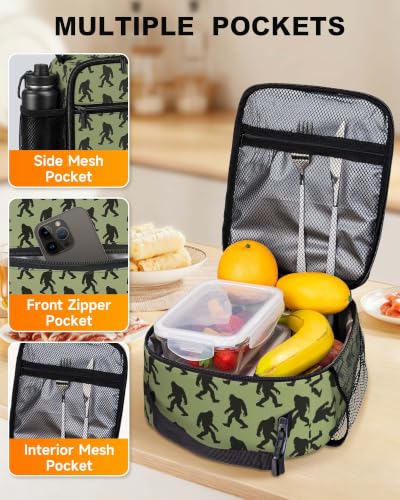 Bigfoot Kids Lunch Box Boys Men Insulated Lunch Bag, Sasquatch Gifts | Reusable Lunchbox, Cooler Tote Bag, Mesh Side Pocket, Easy to Clean, Waterproof Leak-Proof Lining for School Office Picnic - color: Big Foot