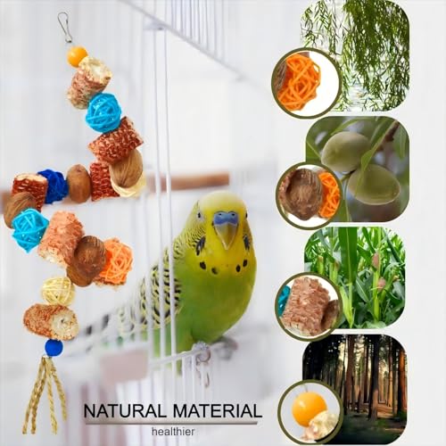 Natural Bird Rope Perches Toys, Birdcage Hanging Chew Toys | Parakeet Swing Chew Toys, Birdcage Hanging Toys, For Conure Cockatiel Budgies Lovebird Parrot
