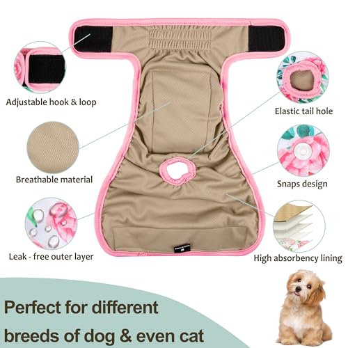 Dog Diapers Female- Premium Reusable Diapers for Doggie in Heat - Highly Absorbent Female Dog Diapers for Pet Incontinence with Adjustable Snaps Sunflower, S - color: Sunflower, size: Small（New Born-11.5“Waist）