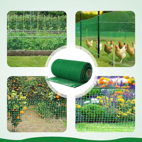 Plastic Mesh Fencing 6FT x 100FT, Garden Bird Netting & Deer Fence, Temporary Animal Barrier for Deer Pets Rabbits Chickens Wildlife, Green Protective Netting for Plants Fruit Vegetables - size: 6x100 FT