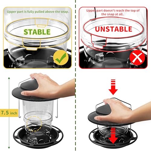 Outdoor Bird Feeder, Retractable Bird Feeder Hanging, Metal Hanger, Rainproof & Leak-Proof, Black, Pack of 1 - color: Black, Retractable Hanging, Pack of 1