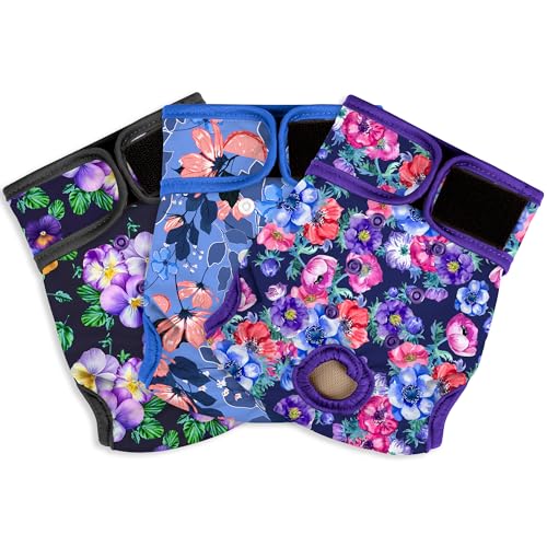 Female Dog Diapers - Premium Reusable Diapers for Doggie in Heat - Highly Absorbent for Pet Incontinence with Adjustable Snaps Rose Flower, S - color: Rose Flower, size: Small（New Born-11.5“Waist）