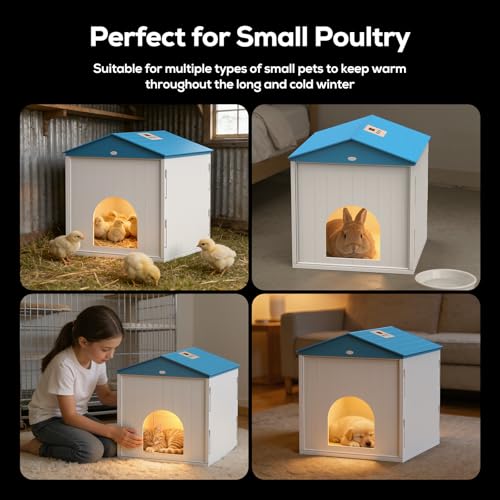 Chick Brooder Plate for Chicks Temperature Control & Display, Chicken Brooder Box for Chicks with Thermostat Fan & Light, 6.5Ft 110V Power Cord Brooder Heater 50W Chick Heat Plate 11.4"Lx11.2"W
