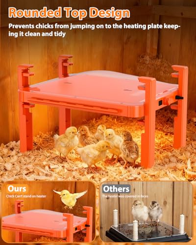Brooder Plate for Chicks,11" x 15" Chick Heat Plate with Adjustable Height & Temp,200W Brooder Heater Warmer for Chicken Coops Poultry (Orange) - color: Orange