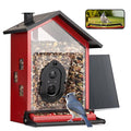 Smart Bird Feeder with Camera, Heavy-Duty Chew-Proof Metal Casing, Solar Powered, AI Identify Bird Species & Instant Notifications, 3.2L Large Capacity Bird Watching Gift, Red
