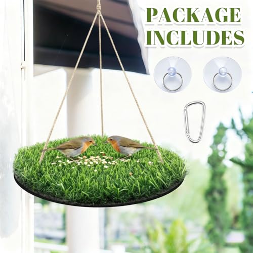 Small Bird Foraging Mat Toy, 10'' Bird Swing Chewing Hanging Toy Artificial Grass Hammock for Parakeets, Cockatiels & Small Hummingbirds, Parakeet Cage Accessories with Secure Hooks