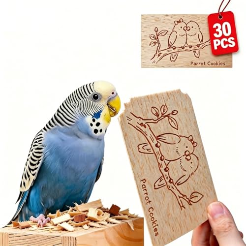 Natural Balsa Wood Bird Chew Toys,30 Pack Soft Wooden Slices with Prints - size: Large