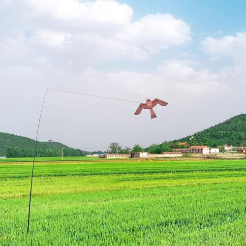 Bird Scarer Kite Without Pole Crops Farm Protector Hawk Flying Kite-Type-A | Ideal for gardens farms and docks | Keeps birds geese and seagulls away |A kind of hawk deterrent - color: Brown-Pink