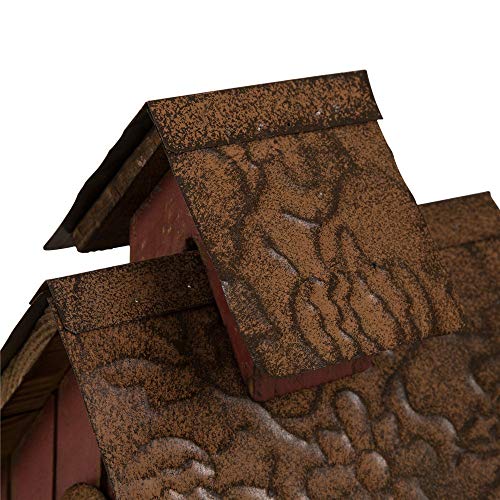 Glitzhome Bird Houses for Outdoors, 20.67" H Rustic Wooden Bird House Barn Design Hand Painted Birdhouse Extra-Large Bird Houses for Outsides - color: Washed Red