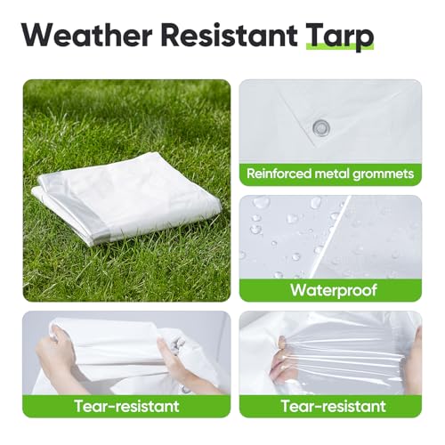 Quictent 6.6x4 FT Chicken Coop Cover Heavy Duty Winter Wrap with Window, Waterproof Chicken Run Tarp, Windproof Insulation Shield, 20 Ball Bungees (Side Panels, 2 Packs)