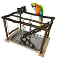 Tfwadmx Parrots Playstand Bird Play Gym Cockatiel Playground Wood Perch Stand Climb Swing Ladders Chewing Toys with Feeding Cups Exercise Activity Center for Conure Cockatiel Lovebirds