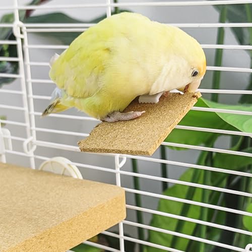 Bird Cage Accessories, Soft Wood Standing Platform with Wooden Chew Chips, Bird Toys for Budgies, Cockatiels, Lovebirds, Green Cheeks, Small to Medium Birds