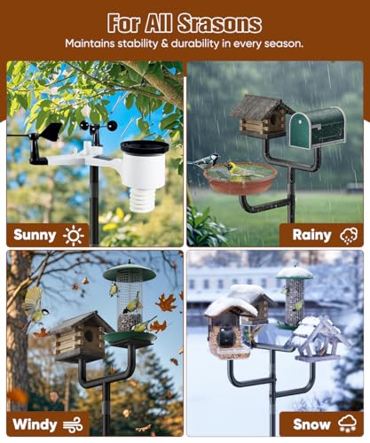 90inch Upgrade Bird House Pole | for Outdoor Bird Feeder Bath, Heavy Duty Adjustable with 4 Plates & 5 Prong Base for Garden, Yard(NO Birdhouse & Birdbath) - style: One-Head