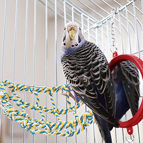 Berlune 6 Pcs Rat Ropes for Cage Rat Cage Accessories Climbing 12.6 x 9.84 Inch Bird Rope Toys for Pet Hammock Hamster Cotton Bridge Bird Ladder for Small Animal Habitat Play