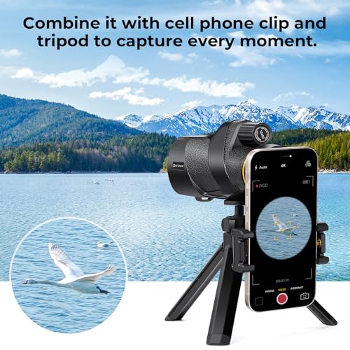 K&F Concept® 12X50 Monocular Telescope - size: High Power Monocular with Phone Holder & Tripod