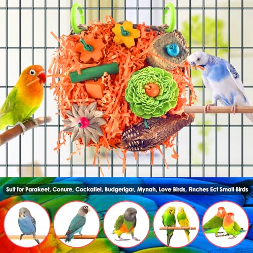 KATUMO Bird Toys, Conure Grass Mat Shredder Toys Parakeet Toys Parrot Foraging Toys for Cockatiel Conure Lovebird Parakeet Small to Medium Birds | Natural Grass Mat Toy Satisfies Birds Chewing & Foraging, Easy Hanging, Perfect for Conure, Lovebird and Sma