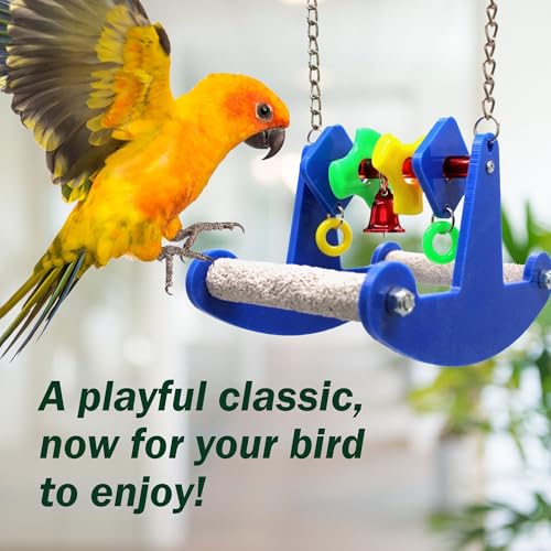 Sweet Feet and Beak Tweeter Totter Rocker, Two Perch Bird Swing, X-Small | Two Pedicure Perch Bird Toy, Made from Break Resistant Plastic, Hanging Toy for Play and Leg Activity, Available in 3 Colors - size: Extra Small