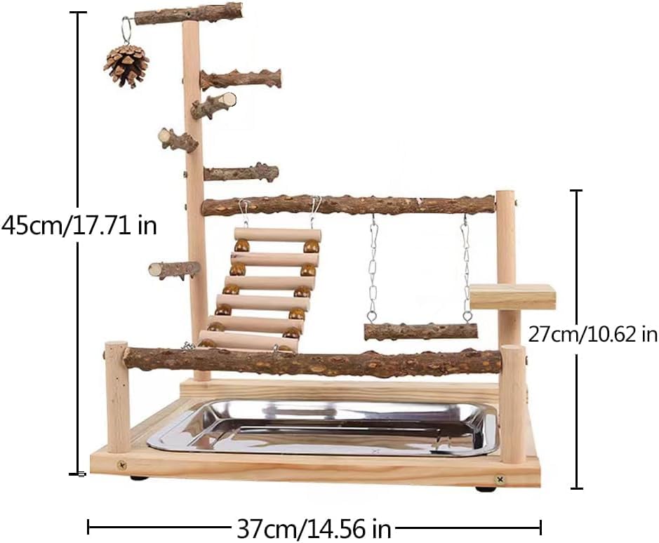 Bird Playground Parrot Playstand, Parrot Stand,Bird Wood Tall Standing Block,Game Table with Feeder… (G-500) - color: G-600