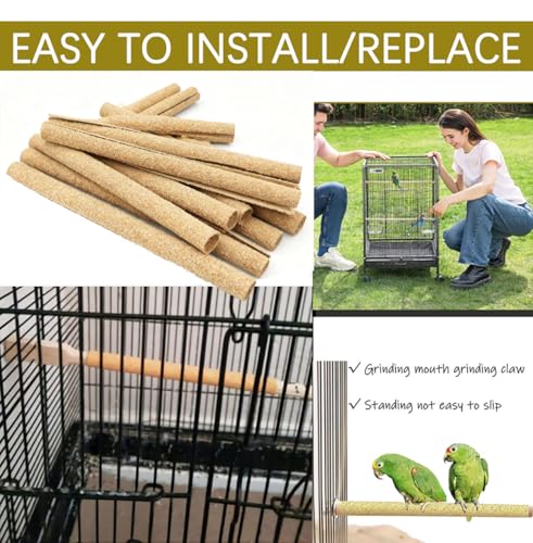 20-Pack Sanded Perch Covers for Parakeets - Bird Perchs Covers 7.5" L x 3/8" D Bird perches for Parakeets, Lovebirds, Parrotlets, Canaries and Other Small Birds (20pcs Small 7.5" L x 3/8" D) - size: 20pcs Small 7.5" L x 3/8" D