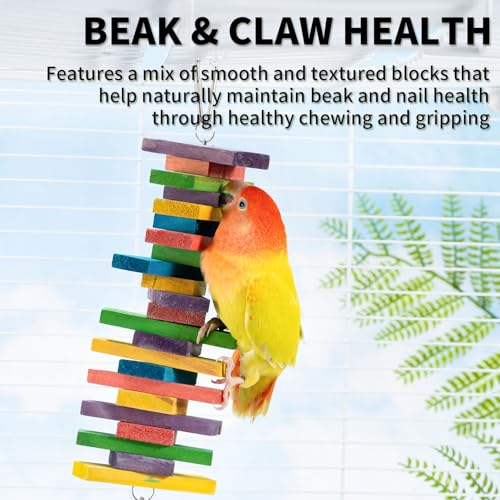 2 PCS 9.84" Multicolored Bird Toys - Stress Relief Chew Parrot Toys, Natural Wooden Blocks, Hanging Bird Cage Accessories, for Parakeets, Cockatiels, Conures, Budgies, Lovebirds - style: Style 1