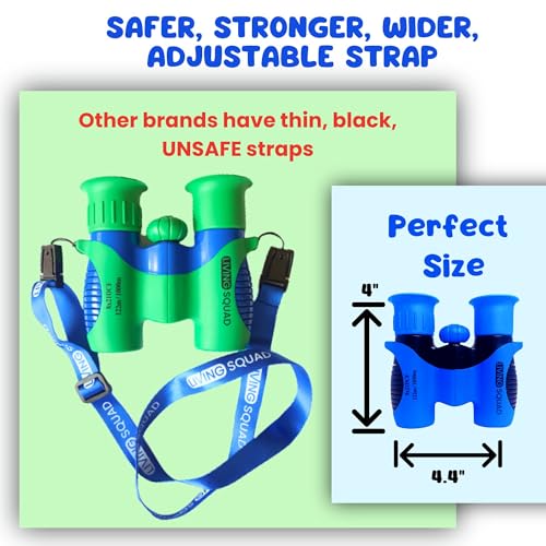 Kids Blue Binoculars 8x21 - Kids Age 3-12, Shock Proof Compact Binoculars Set with High Resolution Optics Toys for Bird Watching, Stargazing, Hunting, Hiking, with Case, Neck Strap | bird watching, camping, stargazing, hunting, hiking, includes carry case