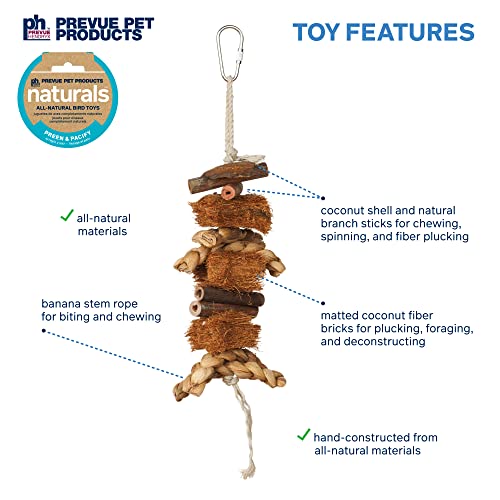 Prevue Hendryx Naturals Preen & Pacify Coco Rope Mini Bird Toy 62803 | Accessories for Parakeets, Conures, Cockatiels, Budgies, and Small to Medium Birds