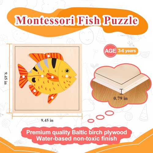 Montessori Outlet Fish Puzzle for Children 3-6 Years Montessori Education at School and Home - color: Fish