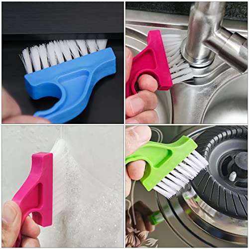 Window Track & Gap Cleaning Brush Set, 5 Pack Crevice and Groove Cleaner with 2 in 1 Brush and Mini Dustpan for Door Gaps, Blinds, Sliding Tracks and Kitchen Corners