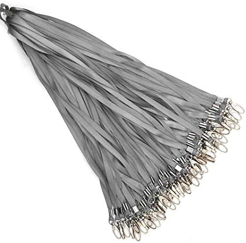Lanyards 100Pcs Bulk Lanyard for Id Badges,Badge Lanyards Swivel Hooks Clips Great for Name Tags Badge - color: Gray