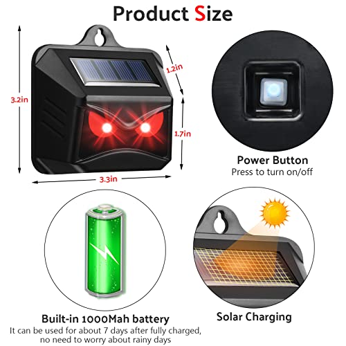 Solar Control Light Nocturnal Animal Repeller Outdoor Deterrent Devices Light Sensor Animal Repellent for Skunk Deer Coyote Fox Raccoon Cat Garden Yard Farm Chicken Coop (6, Black)