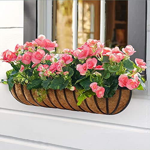TigeJoy 2PCS 36 Inch Trough Coco Coir Liners Planter Replacement | 100% Natural Thick Coco Fiber Liner for Window Box Decks Garden, Half Moon Shape Coconut Liner for Flower Pots Outdoor