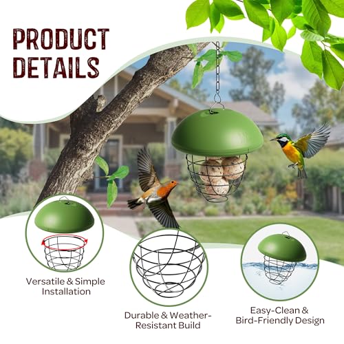 LONA Suet Ball Bird Feeder Outdoor Hanging Fat Ball Feeders with Versatile Mount Durable Weatherproof Washable Transparent Tube Wire Steel Metal Feeder for Wild Birds - style: Style2-Normal Cage