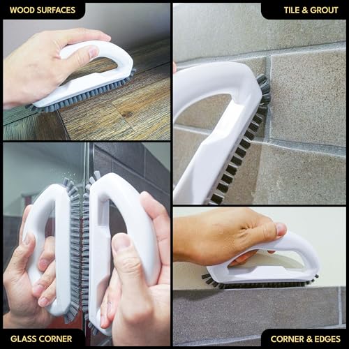 Grout Brush with Stiff Nylon Bristles, Heavy Duty Hand Grout Scrub Brush for Cleaning Baseboards, Floor, Corners, Tiles, Shower, Bath Tub, Floor, Tiles and Other Surfaces - color: Grout Brush