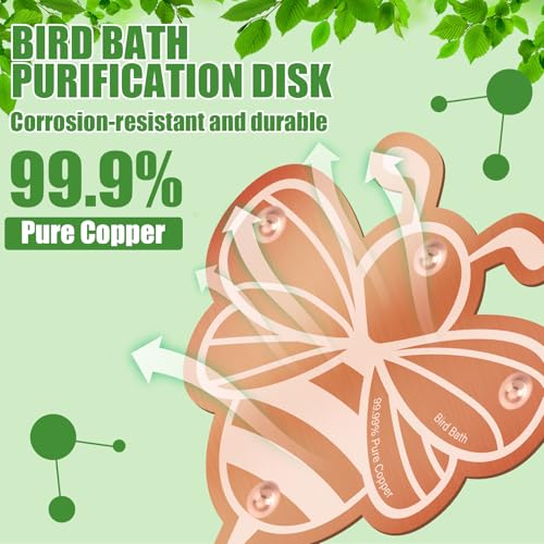 4 Pack Pure Copper Disk for Bird Bath Water Cleaner,Bee | Triple-point Support, Outdoor Bowl Purification, Algae Prevention Safe, Pure Copper Discs, Flower Petal Design Shapes - size: Bee
