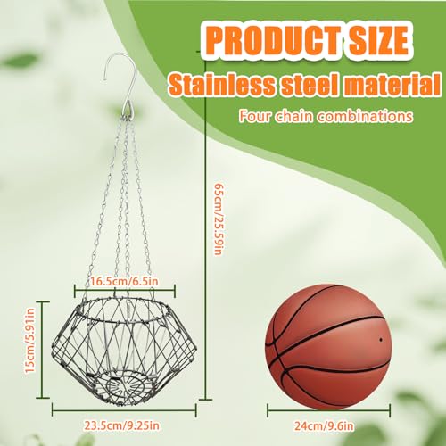 Hanging Chicken Feeder,9.25IN Large Foldable Chicken Vegetable Treat Holder Ball with 4Pcs Hanging Stainless Chain,Sturdy Poultry Cabbage Feeder Basket for Chicken Coop(Large) - size: Large