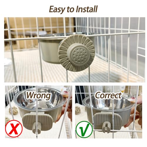 4 Pcs Crate Dog Bowl,Lightweight Stainless Steel Pet Bowls,Kennel Feeder | Removable Kennel Hanging Food Water Feeder No Spilll, Cage Coop Cup for Puppy Cat Rabbit Bunny Ferret Birds Guinea Pigs - size: 4pcs