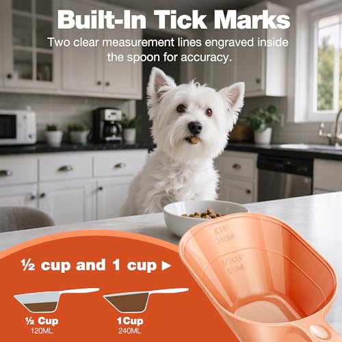 Dog Food Scoop 2 Pack, Pet Cup Capacity Cat Food Scooper With Measuring Lines For Dog, Puppy and Cat Coffee Bean, Flour Scoop Orange - color: Orange