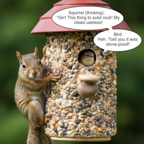 CEDAR ALPHA River Pebble Bird House for Outside - Composite Roof – Decorative Nesting Box for Bluebirds,Wrens, Finches, Chickee – Weather-Resistant Hanging, 10 Years Outdoor Lasting (Red) - color: Red Roof
