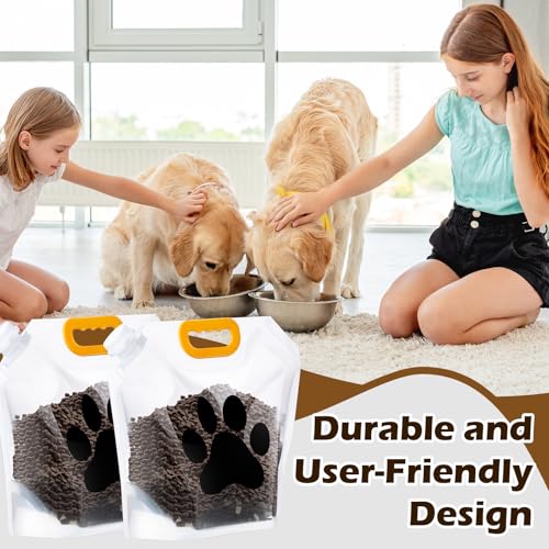 Beeveer 10 Lbs Dog Food Storage Containers 4 Pcs Dog Food Travel Bags and 4 Pcs Silicone Funnel, Pet Portable Containers with Pour Spout to Keep Fresh for Cereal, Dogs, Cats, Bird Seed
