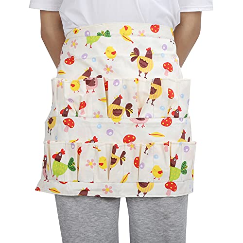 Jeanoko Eggs Collecting Apron Durable Cotton Twill Multiple Pockets for Egg Gathering and Holding Suitable for Farms and Kitchens (Large)